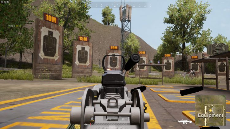 Стрельба из M249 через прицел в приседе