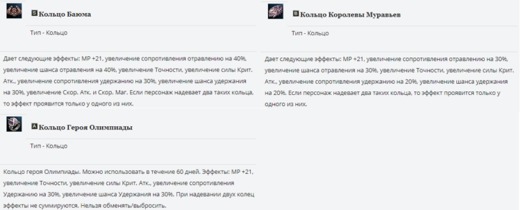 Кольца Баюма, АК, Героя Олимпиады