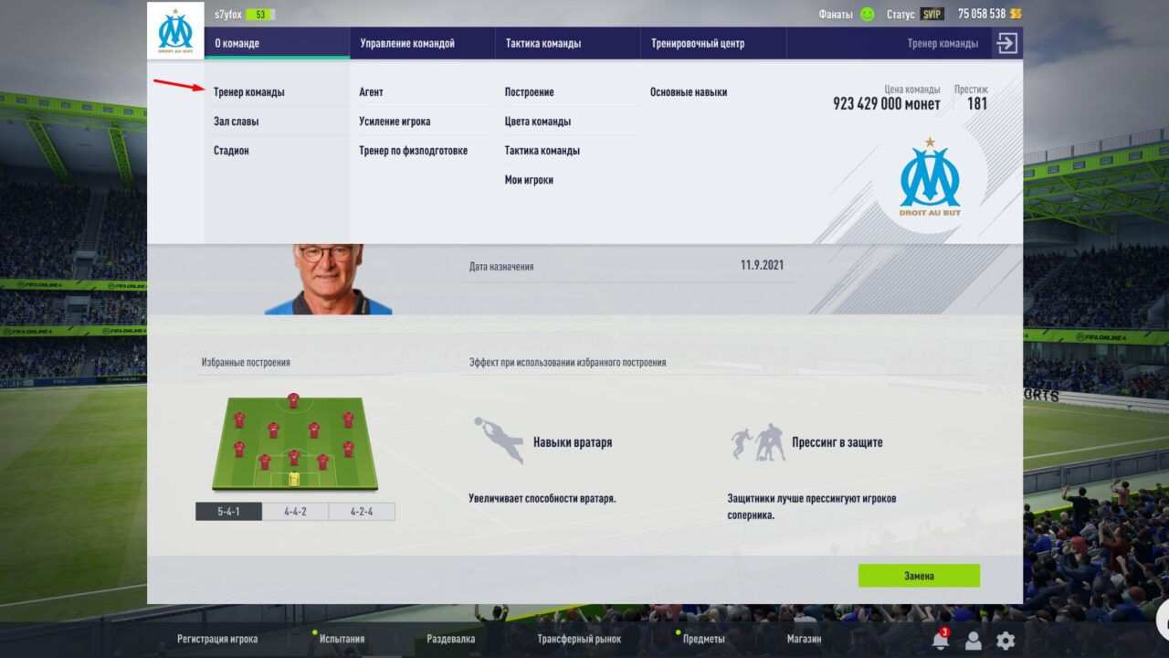 Тренер команды